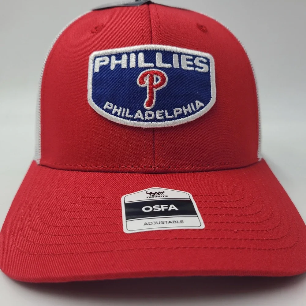 Philadelphia Phillies Hat Snapback Trucker Mesh Fan Favorite Red White MLB Men